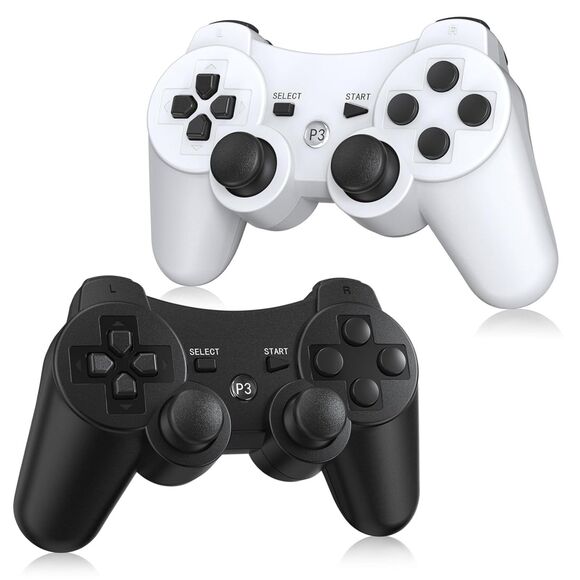 Source Unknown Other - 2 Pack Wireless Controller For Playstation3 with 2 Charging Cables (Black&White)